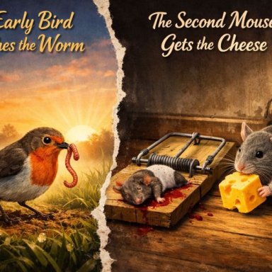 Early bird catches the worm, second mouse gets the cheese=Bobby G Moore