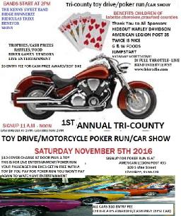 TRI- COUNTY TOY DRIVE/POKER RUN/CAR SHOW